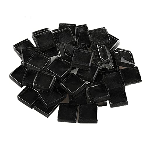 200g Carreaux de Mosaïque Tesselles en Verre ,1x1cm Carré Mosaïque de Pierres Morceaux de Mosaïque en Verre pour Loisirs Créatifs, Décoration(Noir) Cover