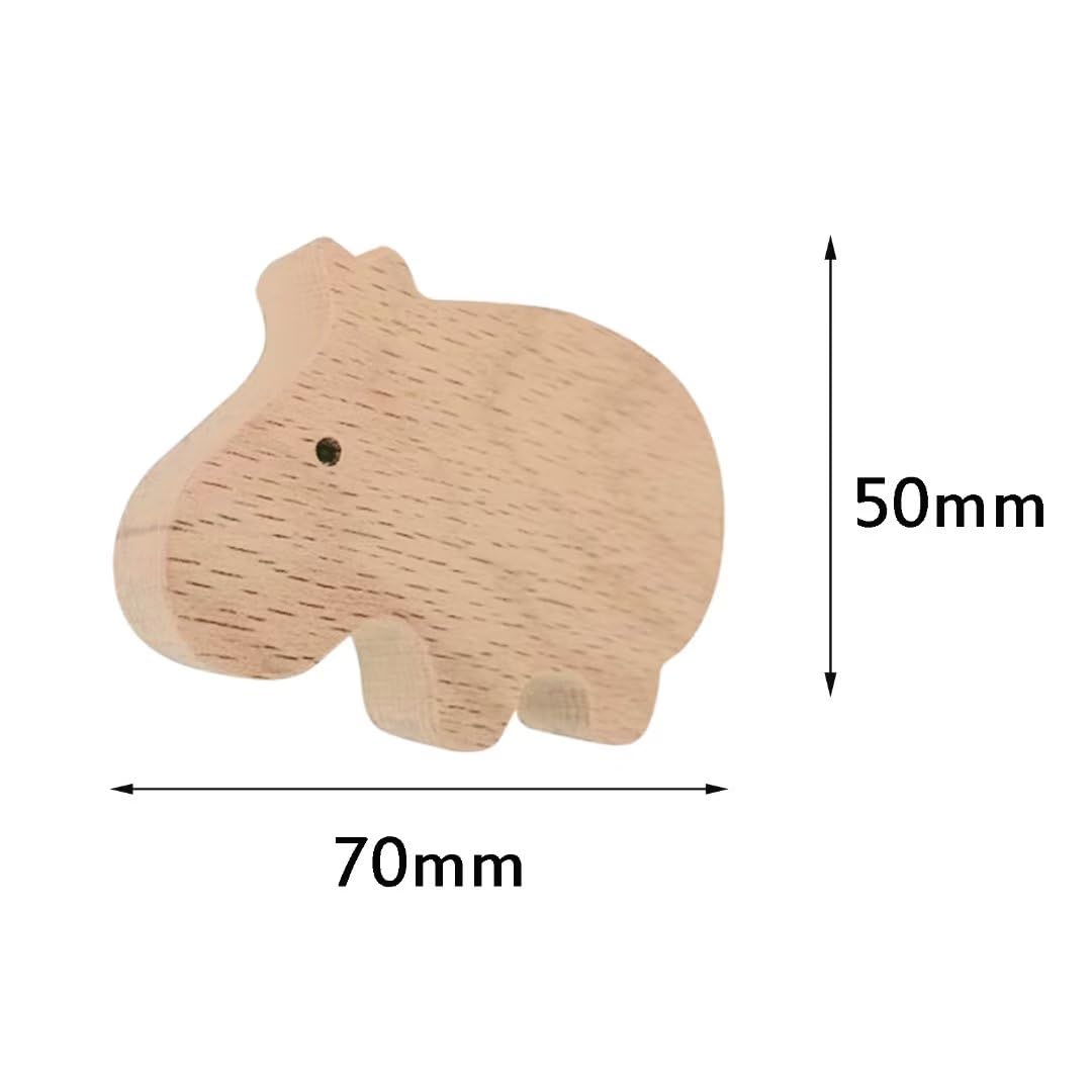 Ganci Da Parete In Legno Naturale Per Bambini – Set Da 5 Animali (Panda, Coniglio, Orso) – Pomelli Per Cassetti E Appendiabiti - 2