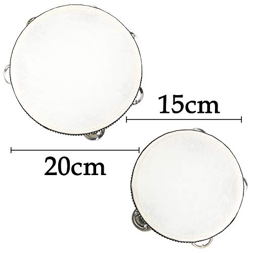 Twdrer 2 Pack Wood Handheld Headless Tambourine Drum with Metal Jingle Bells,6 Inch and 8 Inch,Percussion Gift Musical Educational Instrument Toy for Kids Party KTV Dancing Games - Thumbnail 3