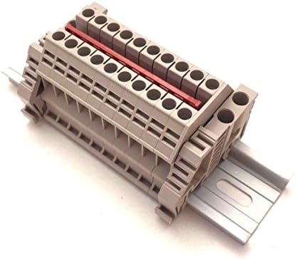 Dinkle Solar Combiner DK4N 10 Gang Box Connector DIN Rail Terminal Blocks, 10-22 AWG, 30 Amp, 600 Volt Power Distribution