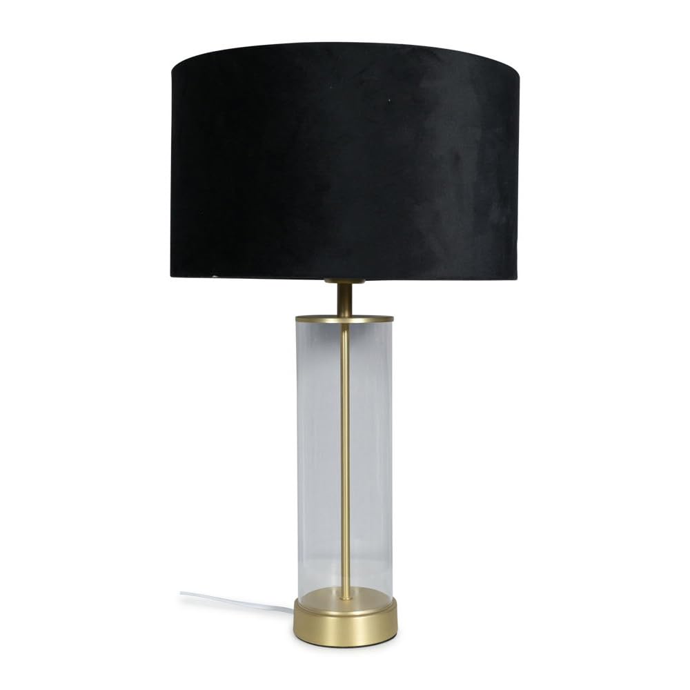 Valuelights Black | Clear Tube And Gold Metal Bedside Table Lamp With A Velvet Shade | Table Lamps, Home Décor & Improvement Essential