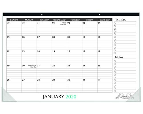 Ammus Essentials: Desk Calendar 2020 with Ruled Blocks and Notes, 11