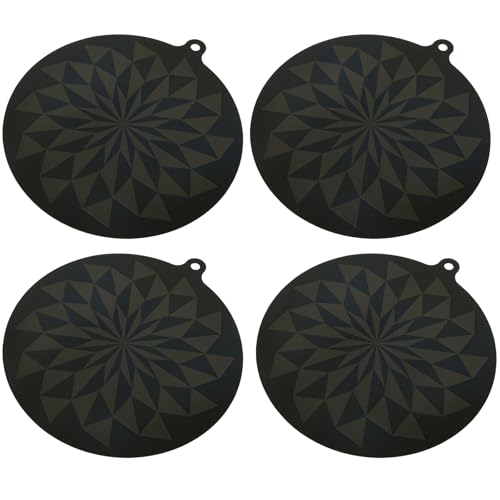 PTMTFYL 4 Pcs Thermochromic Silicone Induction Cooktop Protect Mat, Antiscratch Nonslip Induction Stove Protector Mat, High Temperature Resistant Induction Burner with Hook