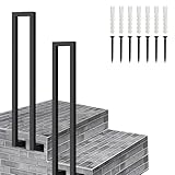 ✔【Facile à installer】: L'accoudoir est livré avec tous les accessoires d'installation, facile à installer. Les rampes d'escalier peuvent être installées sur n'importe quelle marche plate en bois, vinyle, brique, stuc et béton.