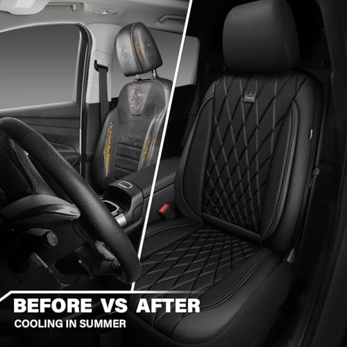 Image of CAR PASS Thick Foam 3D Air Mesh Leather Car Seat Covers Front Seats Only, Luxury Breathable Premuim PU Leather Two Front Seat Covers,Airbag Compatible Universal Fit for 95% Sedan Van Truck SUV, Black