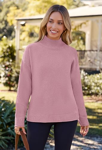 Image of MEROKEETY Women's Turtleneck Long Sleeve Sweater 2025 Fall Cozy Knit Loose Casual Trendy Pullover Tops Winter Clothes