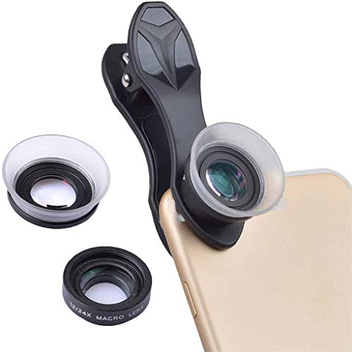 Mobile Phone Fisheye Lens 12/24 Times Macro Two-in-One Set Universal External Mobile Phone Lens with Removable Hanger Clip Desig
