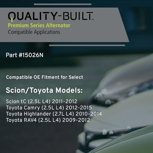QUALITY-BUILT New Alternator, 15026N, Compatible with 2009-2015 Scion/Toyota (Camry,Highlander,RAV4,tC) by Quality-Built - Used condition - Image 3