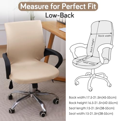 Image of HOKIPO 'SereneSolids' 140 GSM Office Chair Cover for Desk Chair (Low-Back) - 140 GSM Stretchable Fabric - Washable, Durable & Anti-Slip - Fits Small & Low-Back Office Chairs, Beige (AR-6222-BGE-S)