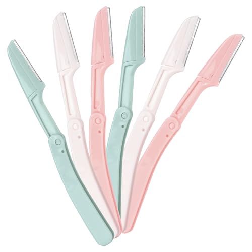 Dermaplane - Maquinilla de afeitar para mujer, 6 unidades, plegable, depilación facial para mujeres y hombres, herramienta de belleza Dermaplaning
