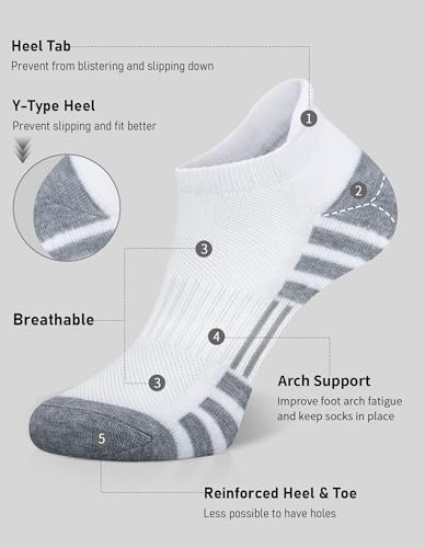 Image of Airacker Ankle Athletic Running Socks Cushioned Breathable Low Cut Sports Tab Socks for Men and Women (6 Pairs)