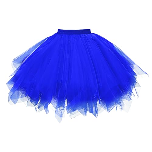 Tüllrock Damen Blau - Knallbunter Mehrlagiger Tutu Rock für Karneval Fasching & 80er Party