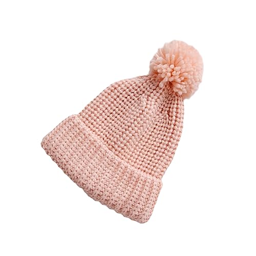 BESPORTBLE Baby Knitted Hat Thick Warm Wool Beanie for Boys and Girls Cute Candy Color Knit Cap for Winter Windproof Design Pink