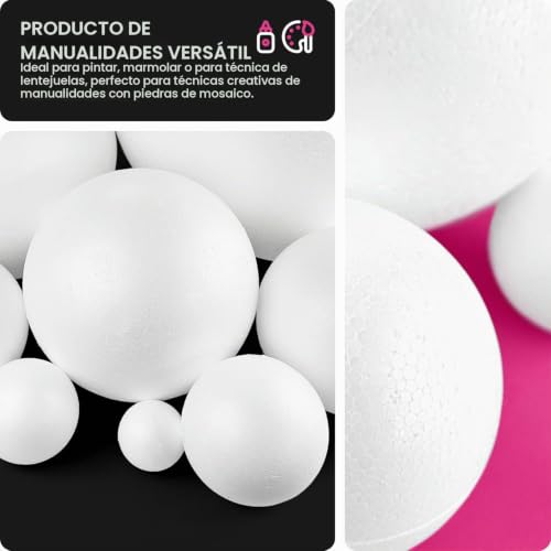 Miniatura 4 de Netuno Juego De 7 Bolas De Poliestireno De 4 Cm, 6 Cm, 8 Cm, 10 Cm, 12 Cm, 15 Cm, 20 Cm, Color Blanco, Bolas De Poliestireno, Redondas, Para Manualidades, Hobby, Arte, Escuela, Decoración Navideña