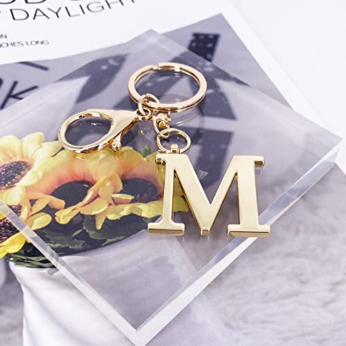 Laxpicol Gold Letter M Keychain For Women Men Purse Handbags Metal Alphabet Initial Letter Key Ring Keychain #TOP3