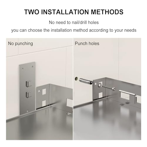 Scaffale da parete resistente per cucina, forno a microonde e organizzazione di elettrodomestici, in acciaio inox