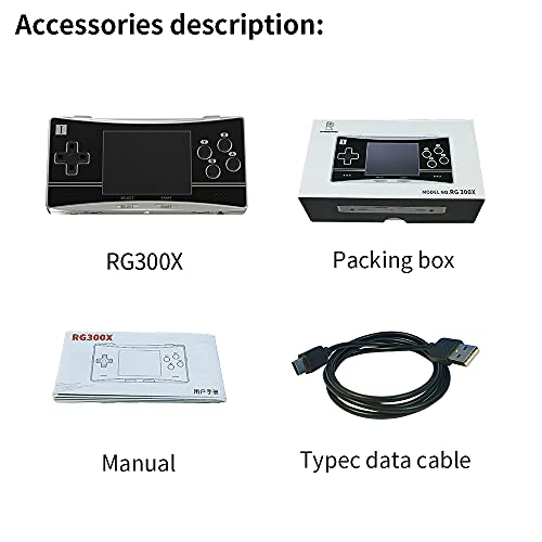 Image of RG300X Portable Retro Handheld Game Console 3.0 inch IPS Screen Built-in 64G TF Card Pre-Installed 5171 Classic Games 4770 2500 mAh Battery with Vibrating Motor (RG300X-Black)