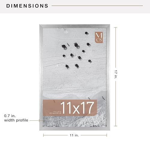 Image of MCS Foundation 11x17 Poster Frame Traditional Silver, Vertical & Horizontal Wall Hanging Large Picture Frame for Photos, Posters & Art Prints (1-Pack)
