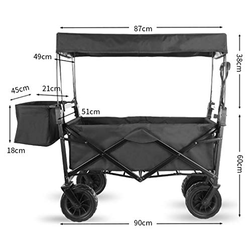 FAZENHUA Tragbarer Einkaufswagen mit Überdachung, zusammenklappbarer Gartenwagen, robuster Wagen-Gepäckwagen mit 10,5 Zoll verbreiterten Rädern für Outdoor-Camping. Belastung: 100 kg – Bild 6