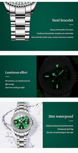 Image of OLEVS Ladies Watch Diamond Dress Analog Female Watches Stainless Steel Two Tone Waterproof Luminous Day Date for Womens Wrist Watch Gift