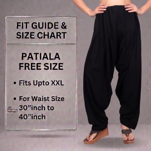 Image of FASHION GALLERY Women's Rayon Relaxed Fit Patiala Salwar with Full Length Drawstring Closure Type and Flexible Waist | Patiala Pant for Woman Free Size Fit Upto XXL