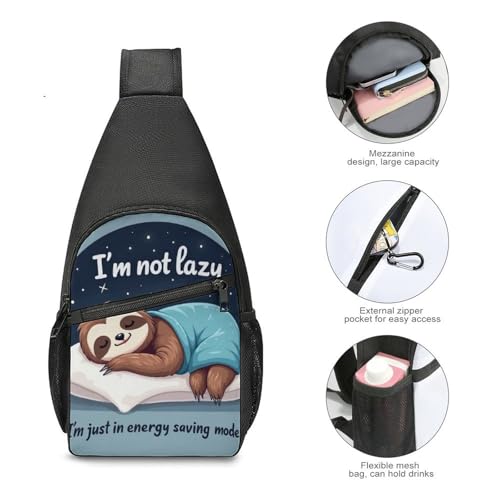 Casual Sling Bag Backpack, Rucksack, Cute Sloth Shoulder Crossbody Bag Chest Pack, Tool Backpack, Satchel Bookbags Travel Rucksack Daypack for Man/Women4