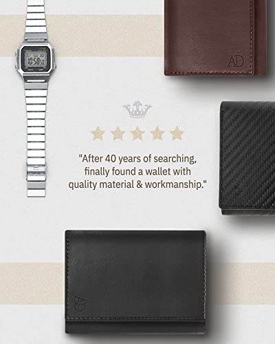 Image of Trifold Wallets for Men - Slim RFID Blocking Wallet for Securing Personal Data - Front Pocket Friendly Genuine Leather Wallet - Mens Wallets Trifold with ID Window - Tri Fold Wallet Gifts for Men