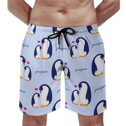 Short de bain homme pingouin cartoon respirant et léger