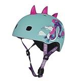 Micro® | Casco 3D V2 Infantil | Protección para Patinete o Bicicleta | Luz Trasera de Seguridad 3 Posiciones | Cierre imantado | Ultraligero | Niños y Niñas (Dragón, Talla M (5-12 Años / 52-56cm))