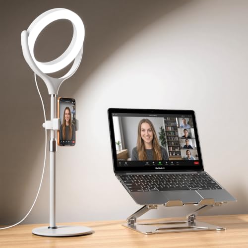 Image of Zoom Lighting for Computer, 8 inch Ring Light with Stand for Desk