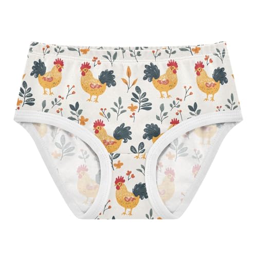 ZZKKO Country Rooster Farmhouse Girls Underwear Toddler Panties for Girls Comfort Brief Size 2-8T