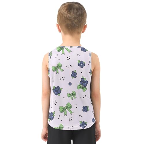 J JOYSAY Cartoon Bow Blueberry Boys Tank Top Sleeveless Muscle Shirts Quick Dry Sport Active Workout Kids T-Shirts 3-15T3