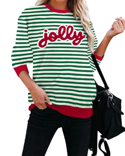 Jolly Striped Christmas Sweatshirt for Women - Image 2