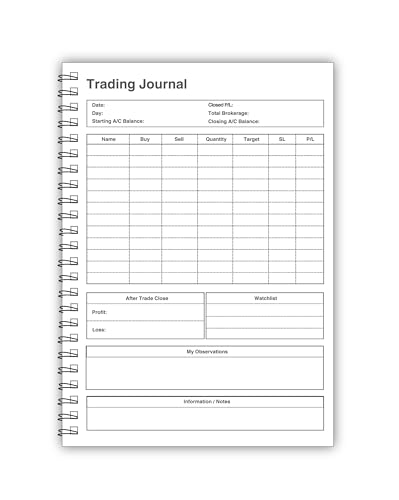 Image of TimeWise Monochrome Trading Journal 124 Pages Stock Market (Yellow)