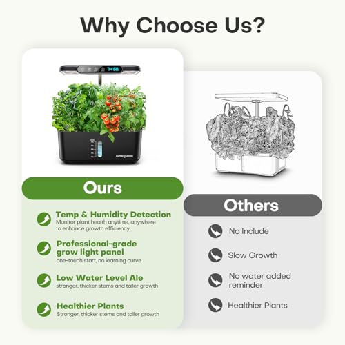 Image of Ahopegarden Hydroponics Growing System: 10 Pods Temp & Humidity Display | Indoor Garden Kit with LED Grow Light for Lettuce and Tomatoes - Beginner-Friendly Plant Germination Kit for Home Kitchen