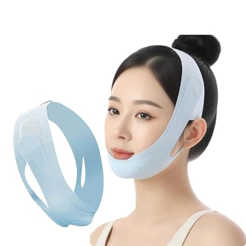 小顔 ベルト フェイスバンド 美容ツール Vフェイスマスク包帯ストレッチタイトスリープマスク薄づき通気性 高弾性 調節可能 男女兼用 (ブルー)