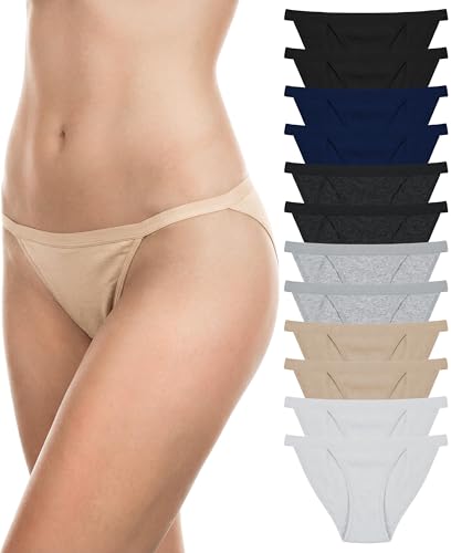 Image of Sexy Basics Womens String Bikini Briefs | 100% Cotton | No Show Underwear | Multi Packs & Colors