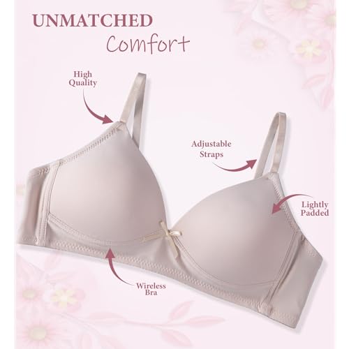 Girls 7-16 Wireless Molded Padded Bras with Adjustable Straps, 4-Pack3