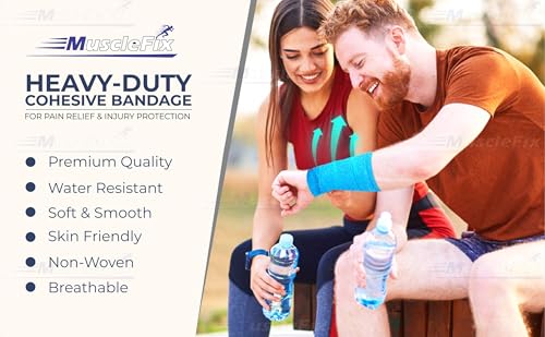 Image of Breathable Self Adhesive Wrap, Athletic, Non Woven Cohesive Bandage - for Sports, First Aid Medical, Wrist, Swelling (5 cm, 4.5 mtr) Pack of 4 (Green)
