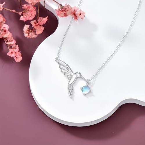 Hummingbird Necklace for Women 925 Sterling Silver Moonstone Hummingbird Pendant Ladies Jewelry Gifts4