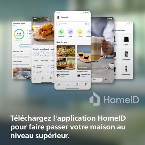 Philips Essential Airfryer, Poêle De 4,1 Litres, Friteuse Sans Huile, Technologie Rapid Air, Application HomeID, Contrôle De l'Heure Et De La Température, Noir (HD9200/90)