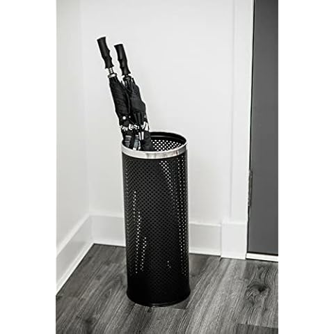 Costello® Curvaso UMBRELLA METAL STEEL STAND CANES WALKING STICK HOLDER FREE STANDING RACK HALLWAY PORCH HOME OFFICE HALLWAY STORAGE HOOK METAL (BLACK 786) Cover
