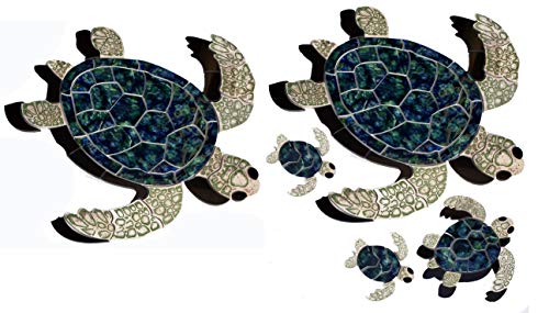Aquatic Custom Tile Green Sea Turtle Family Porcelain Swimming Pool Mosaic with 2 Large Turtles