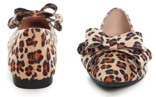 Image of WENJIAZHIZHI Square Toe Bow Ballet Slip-On | Classic Suede Finish,Chic Bow Detail,Effortless Everyday Style,Wedding Party Office,Plus Size Available