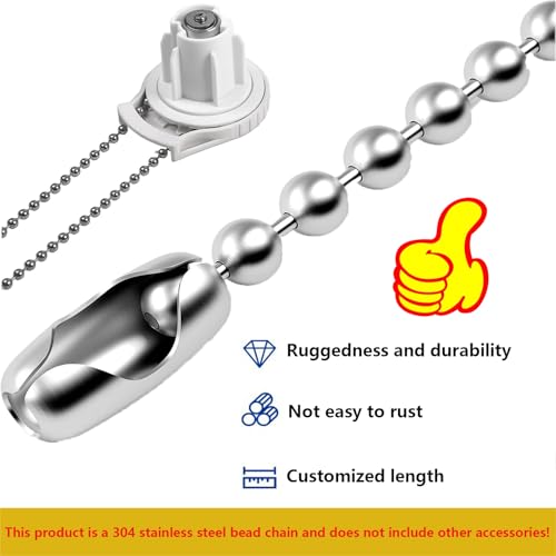 Cadena de bolas para ventilador de techo y cortinas, longitud ajustable de 164 pies 4
