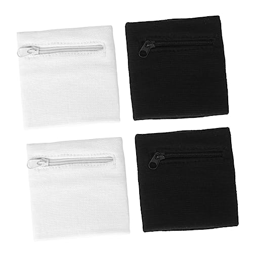 TOYANDONA 4pcs Sports Wristband Zipper Wallet Breathable Pocket Sweatband for Gym Running Outdoor Sports Key Coin Holder Wrist Wallet for Men