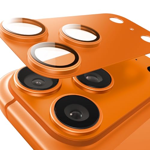 Protection camera iPhone 17 Pro Max d'objectif orange monobloc premium anti-rayures 9H+