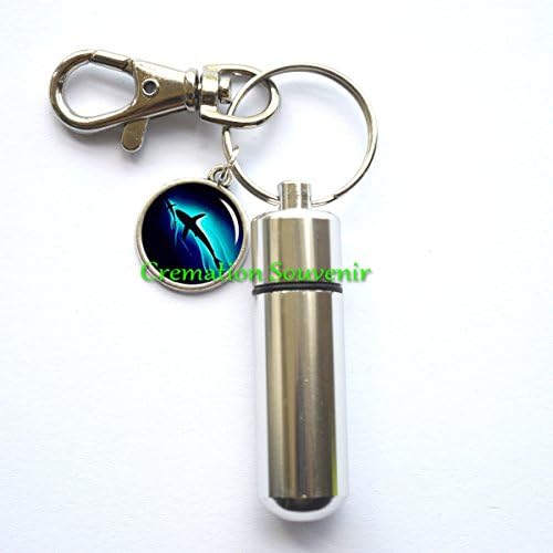 Sea shark Stainless Steel cremation Urn keychain-Memorial Keychain-Sea shark cremation souvenir-Remembrance Keychain-Sympathy-Urn for Ashes