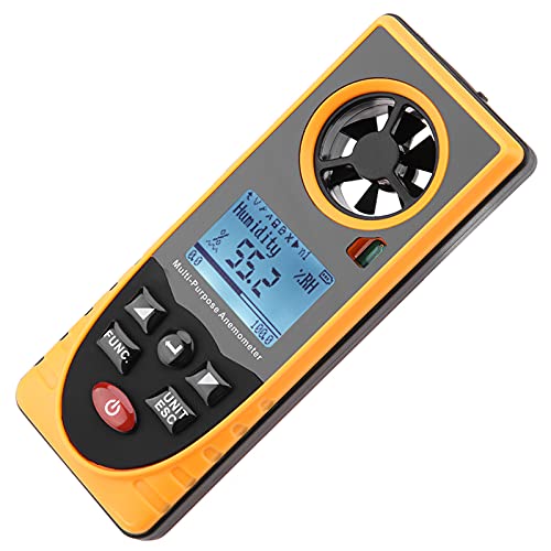 Digital Air Wind Speed Scale Meter with LCD Display, Multifunctional Handheld Anemometer for Wind Temperature, Humidity, Pressure, and Altitude Measurement. Ideal for Industrial