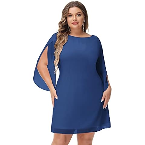 Vestido Mujer Verano Tallas Grandes Escote Redondo En Gasa Transpirable Y Cómodo Zafiro 46 Large Cover